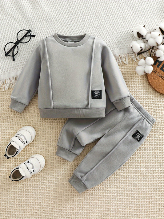 2pcs Baby's Trendy Patchwork Sweatshirt & Casual Pants Set 🌟