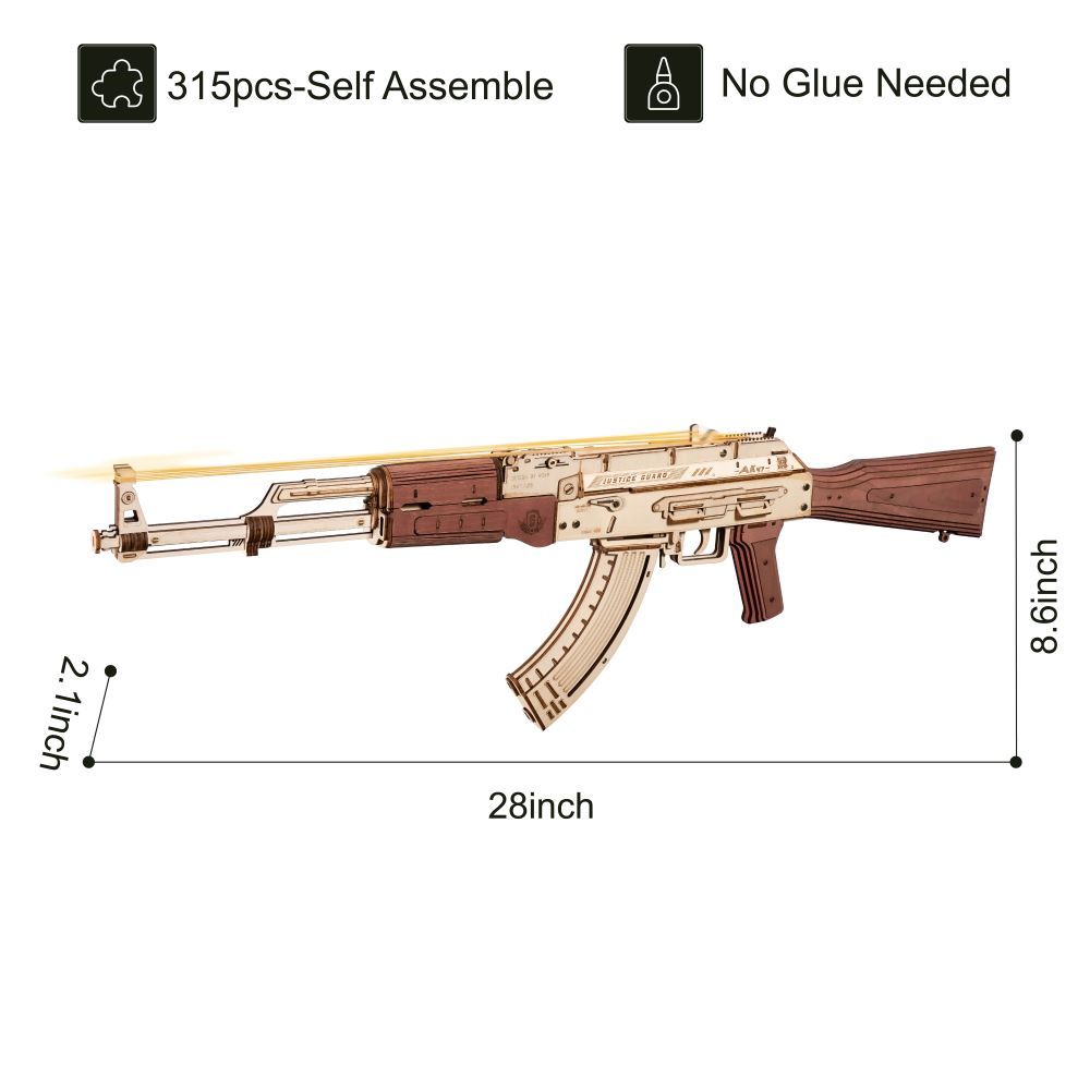 Robo Time AK-47 Wooden DIY Assembly Gun Kit: Double Firing Modes