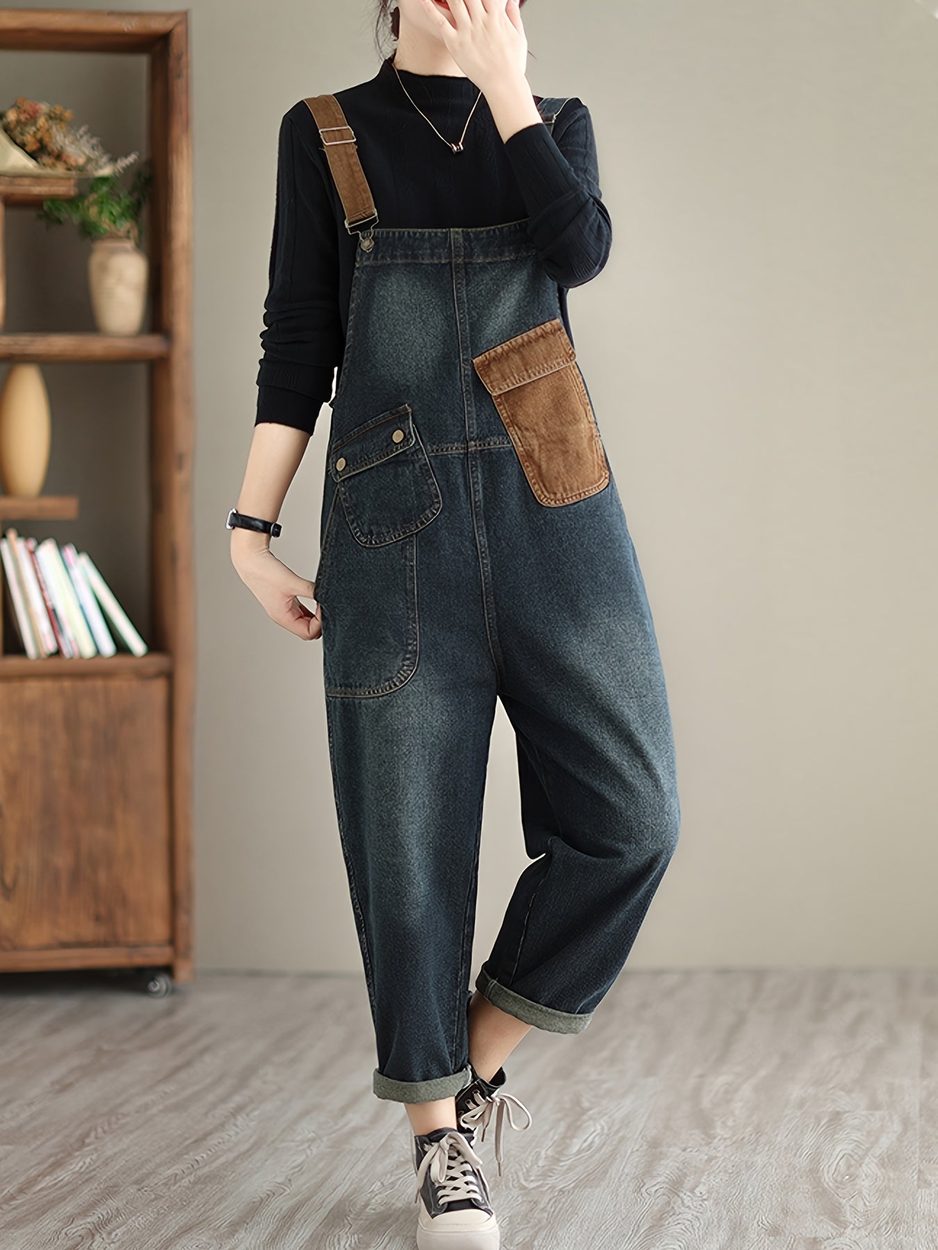 ✨"Retro Remix" Color Block Denim Overalls 👖