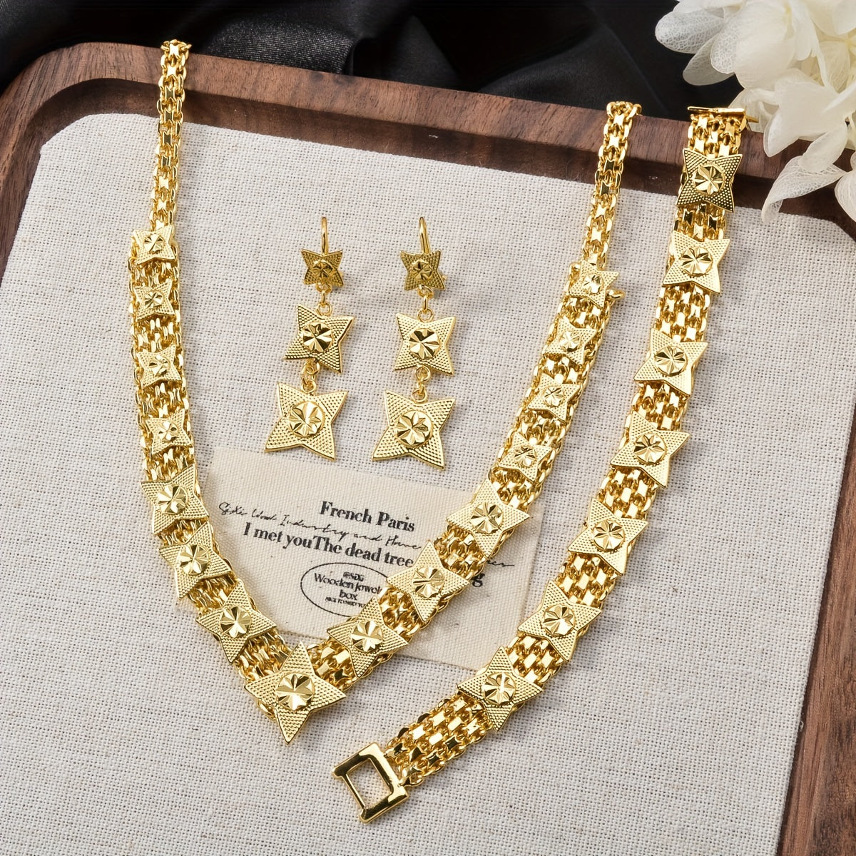 ⭐ Celestial Glow Jewelry Set – Golden Star Collection ✨