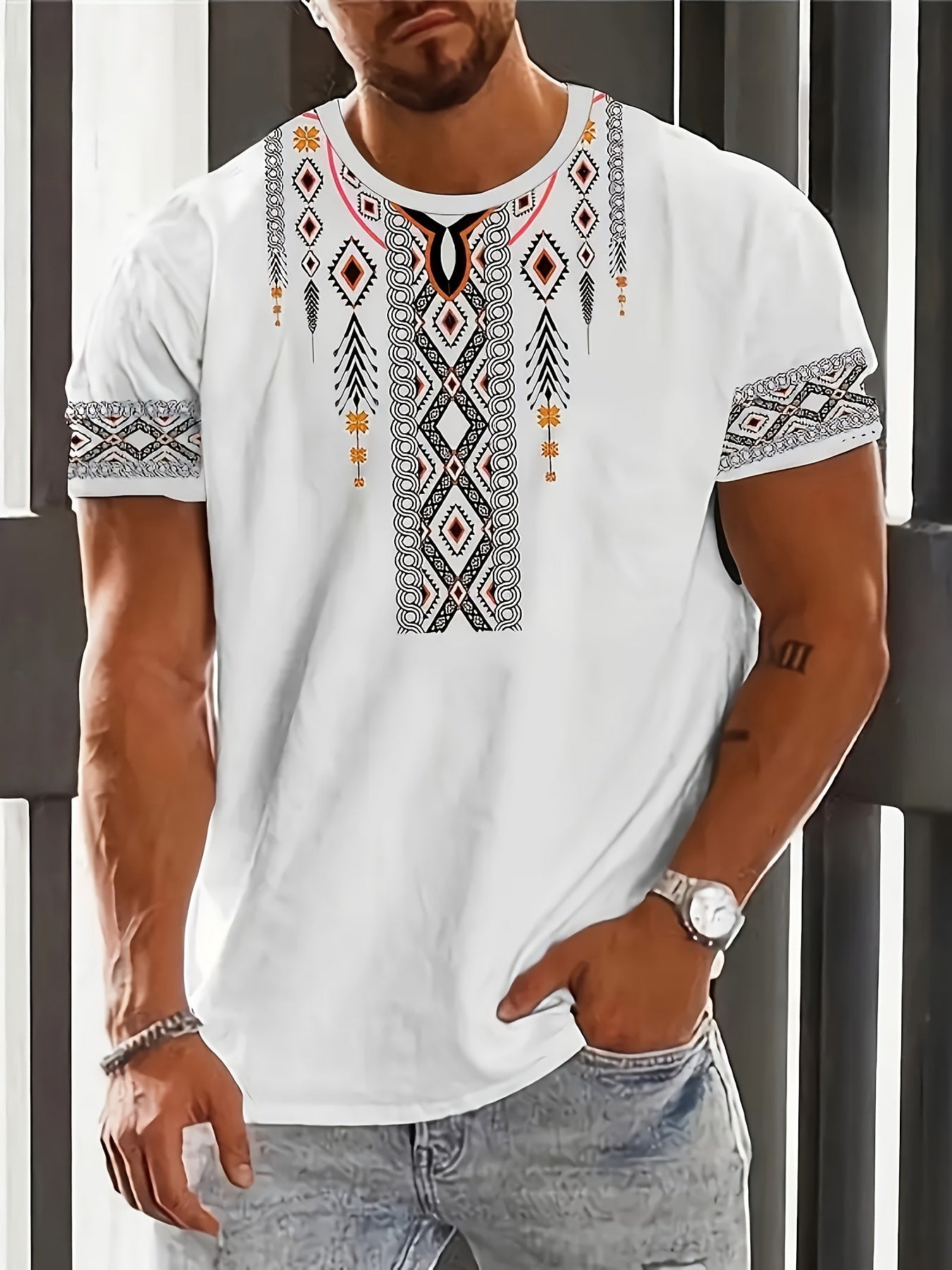 Ethnic Vibes" Graphic Crew Neck Tee