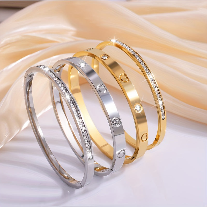 4-Piece Cool Stainless Steel Love Bangle Set 💖✨