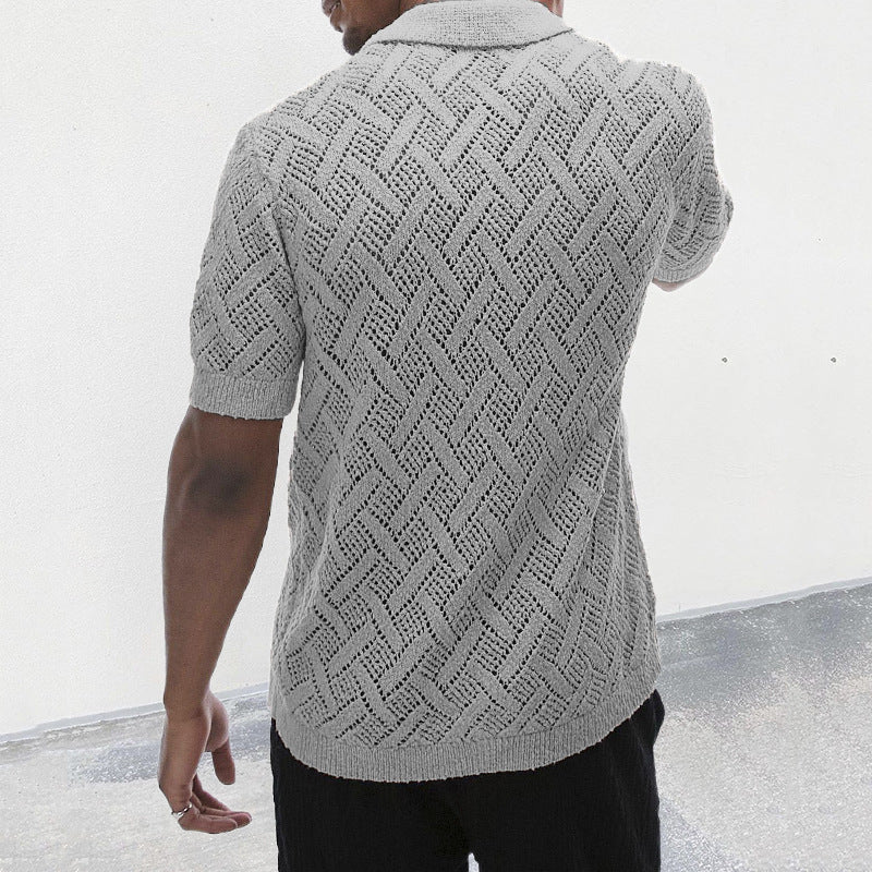 Fashion Personality Short-sleeved Hollow Sweater Men