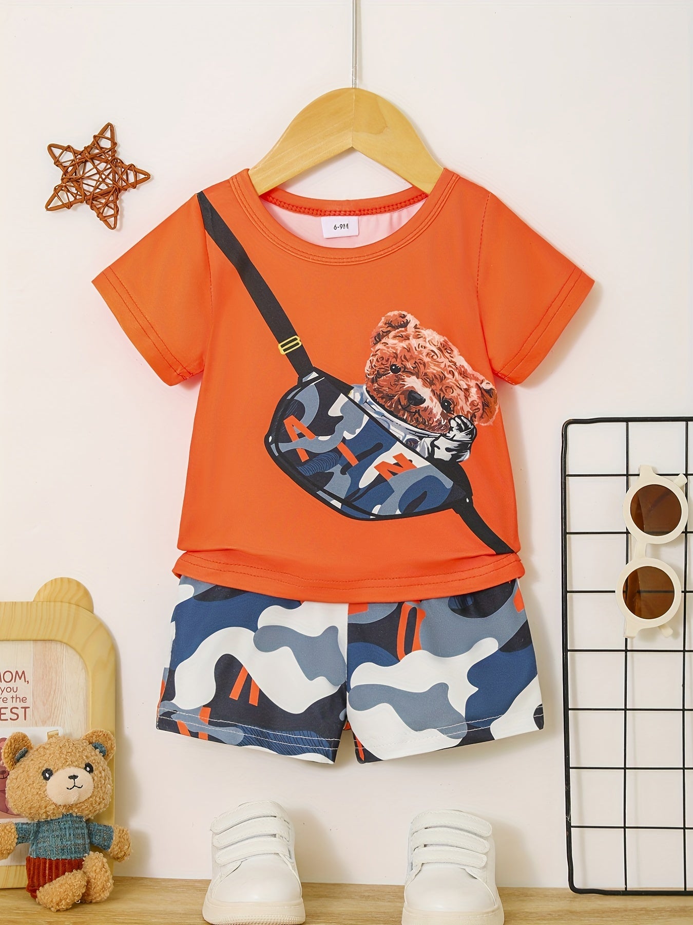 🧸 Baby Boy's Trendy Cartoon Bear Set 🩳