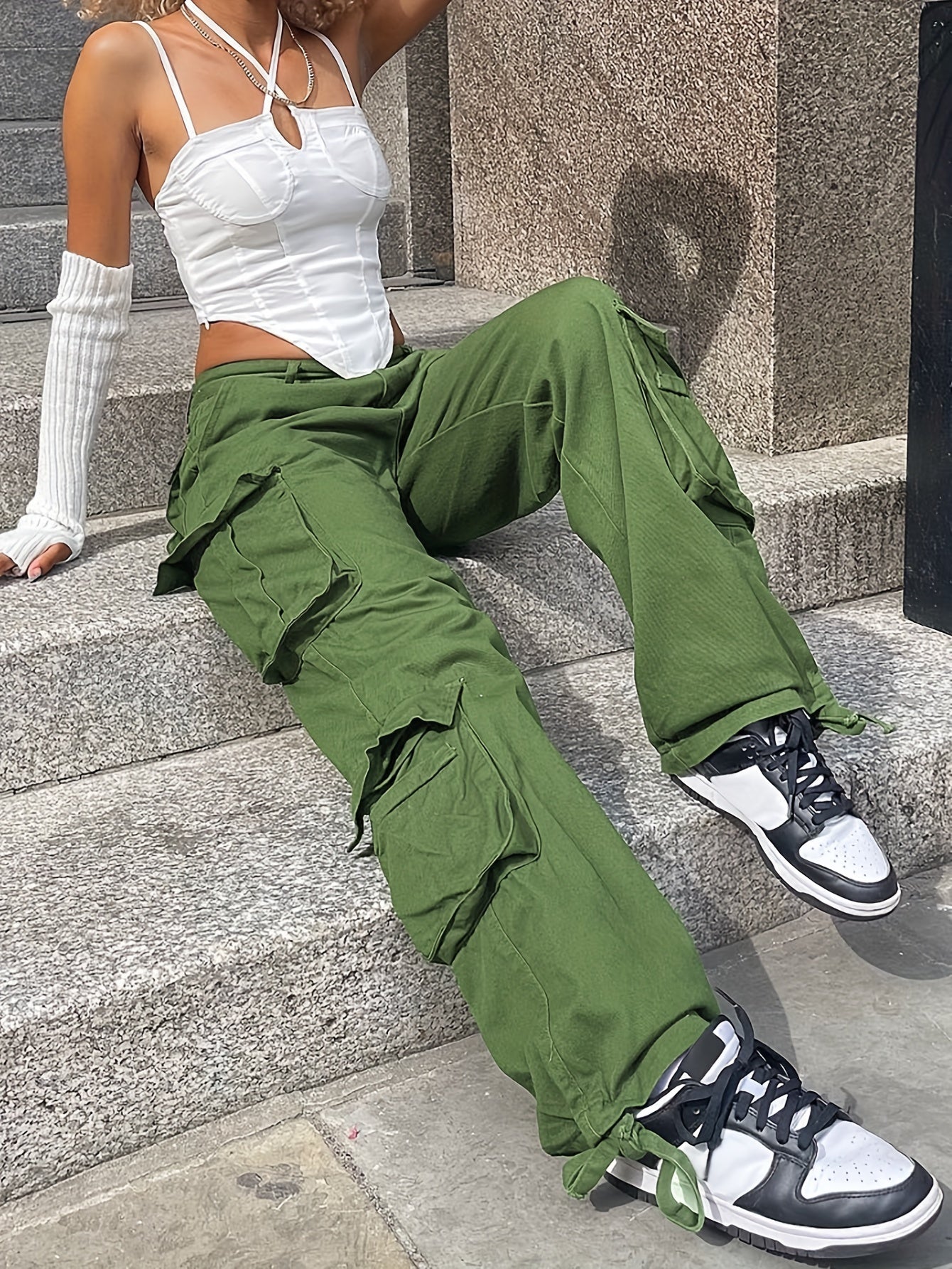 Flap Pockets Baggy Cargo Pants