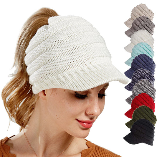 Cozy Knit Ponytail Beanies: Stylish Winter Hats for Women, Soft and Warm Skull Caps