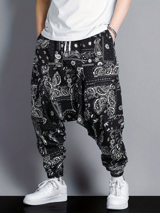 🔥 Plus Size Men's Paisley Pattern Print Harem Pants