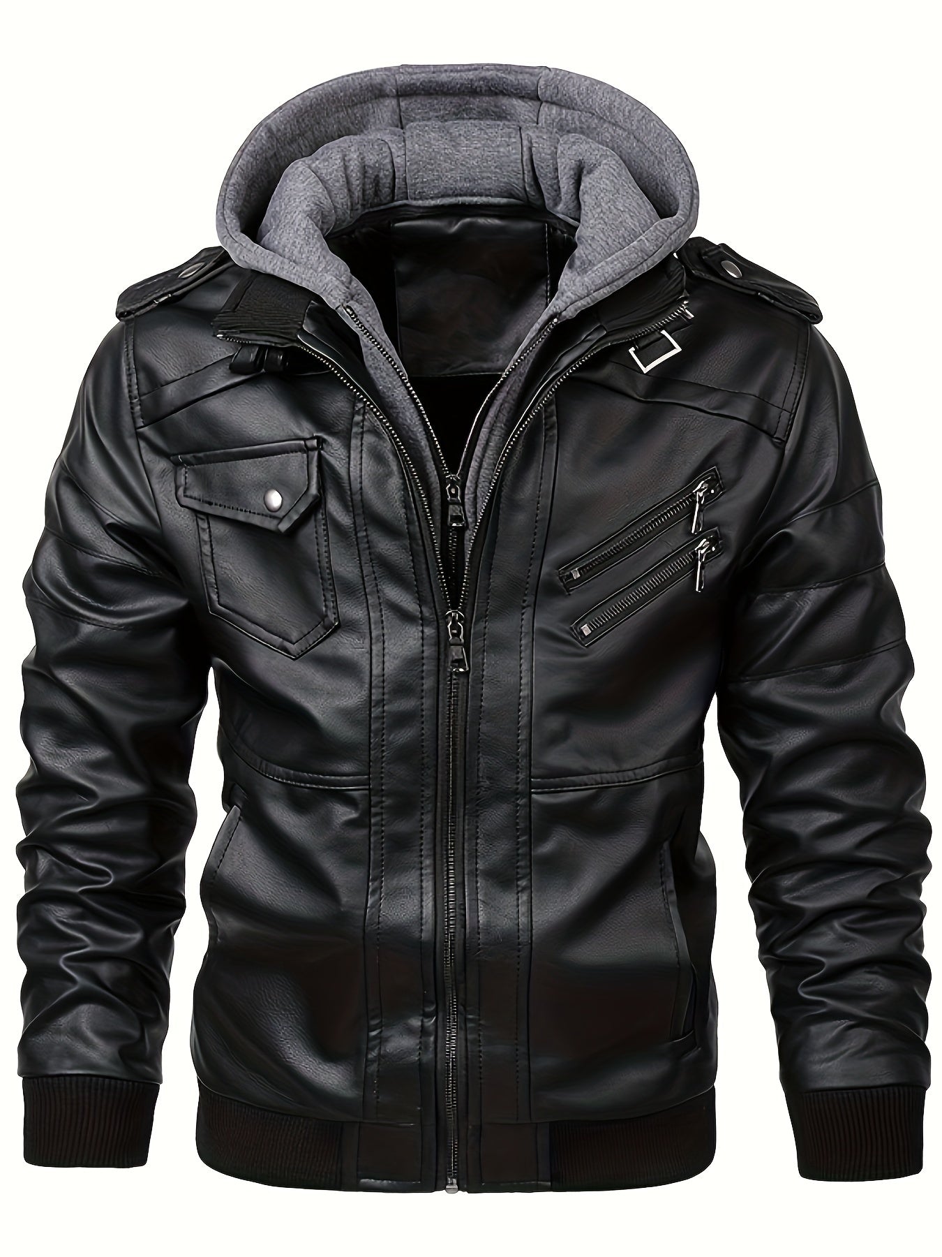 Urban Explorer Hooded PU Leather Jacket