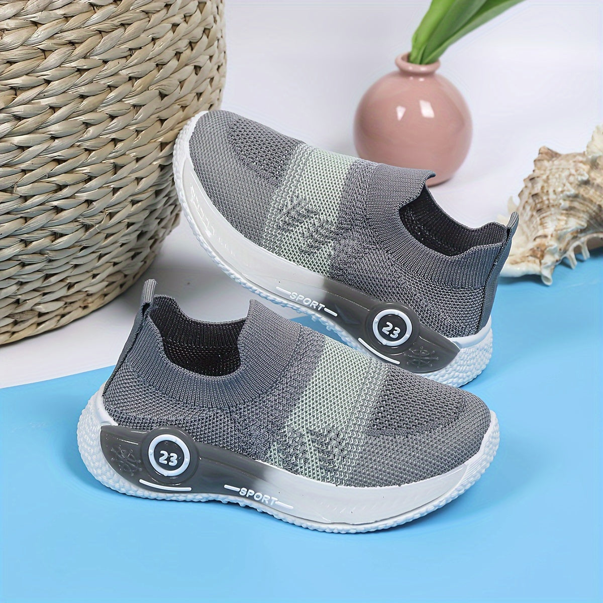 🌀 Kids' Geometric Pattern Slip-On Sneakers