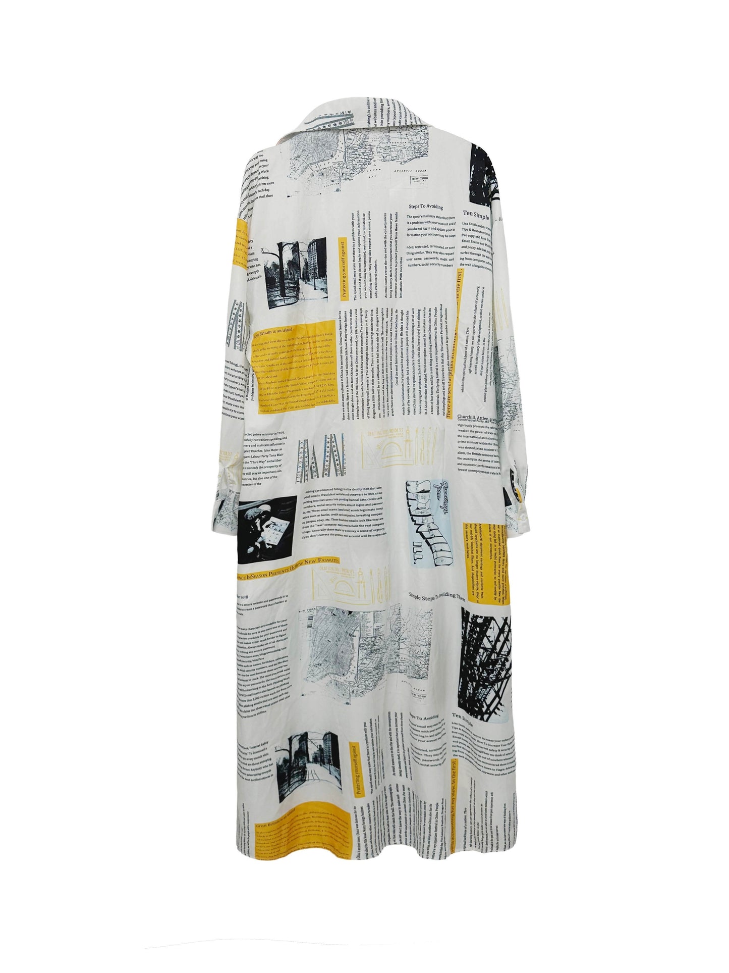 Newspaper Print Slim Dress