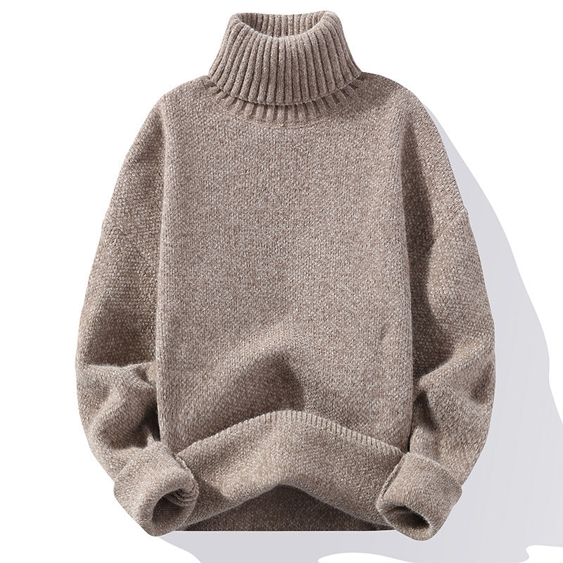 Autumn And Winter Thickened Mink-like Wool Korean Style Trendy Solid Color Casual Turtleneck Knitwear Sweater