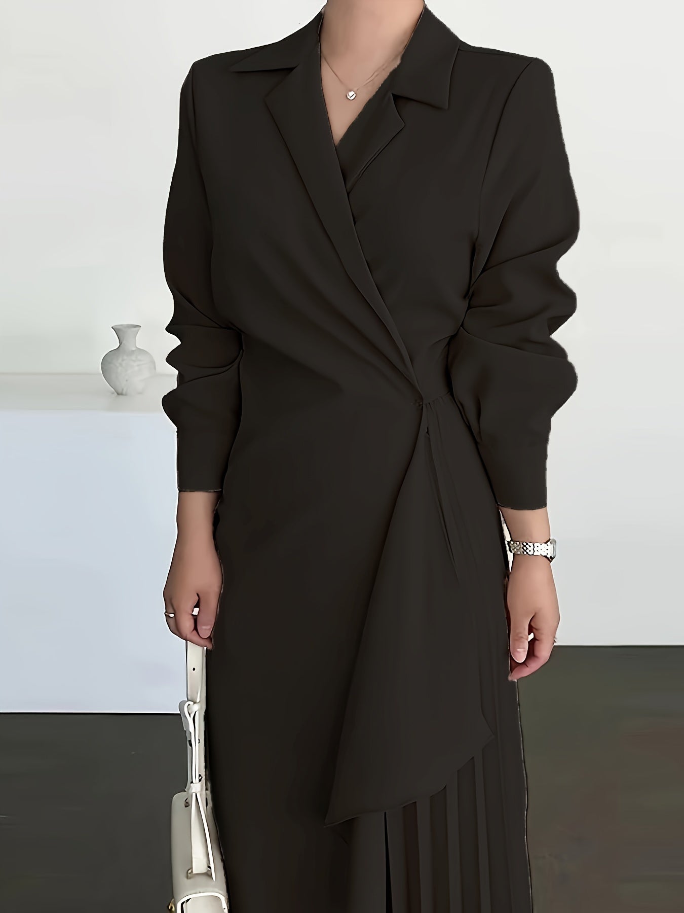 ✨ Asymmetrical Lapel Neck Dress