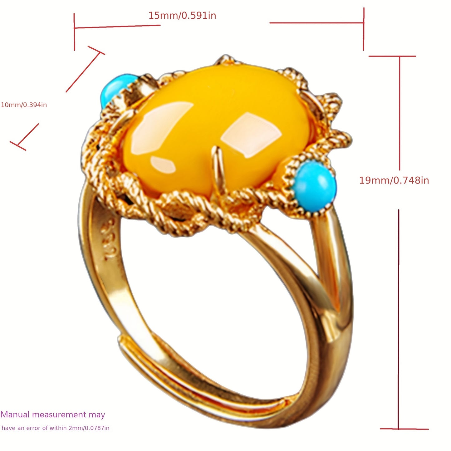 🌟 Timeless Heritage Claddagh Ring – Natural Turquoise & Amber Elegance 💍