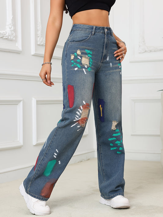 Graffiti Glam High-Waist Jeans 🎨👖