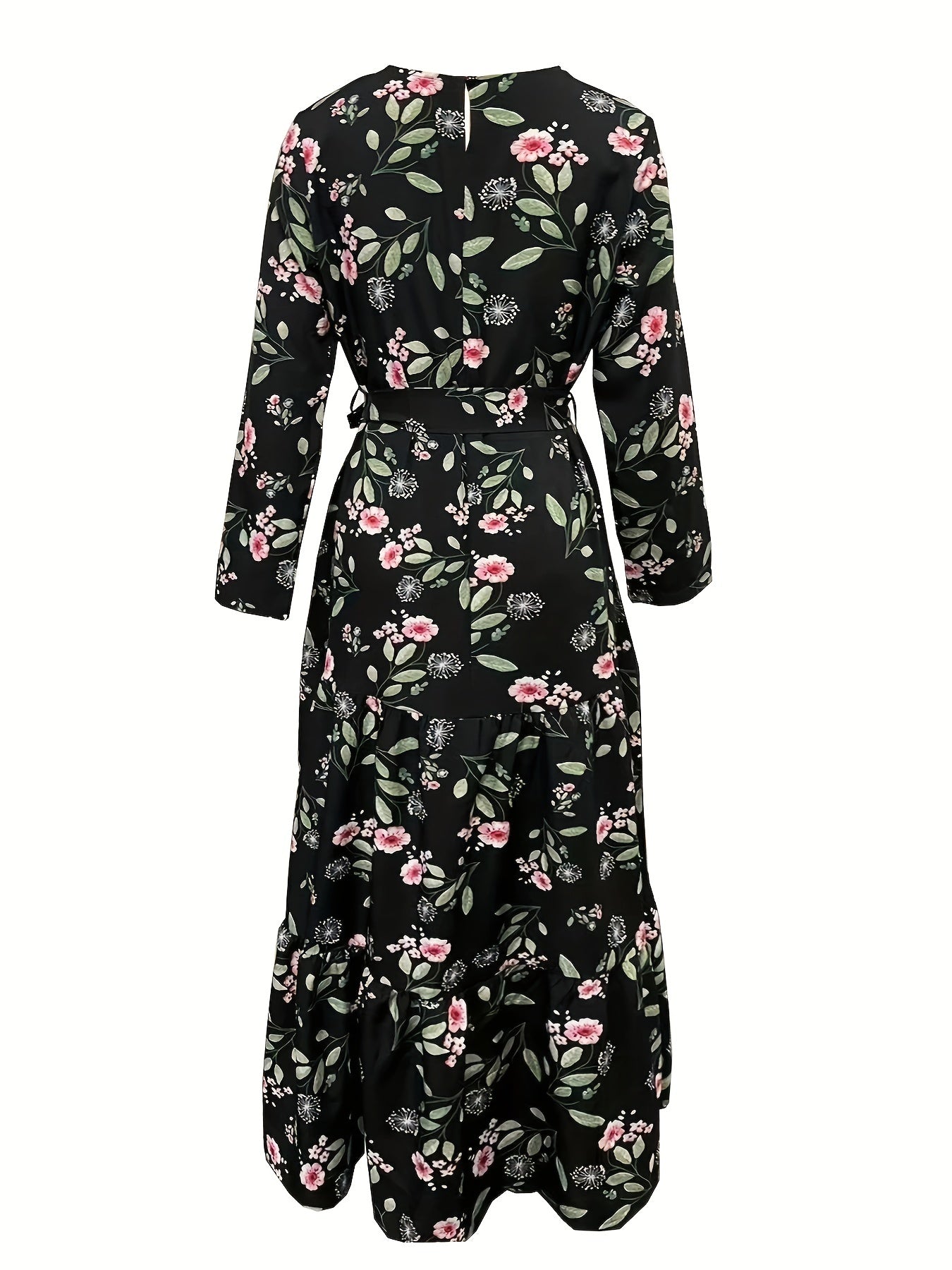 Floral Print Long Sleeve Kaftan Dress