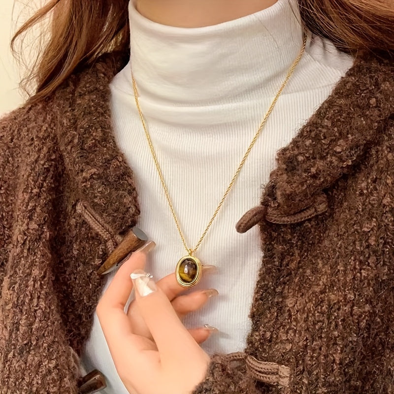 🐅 Tiger’s Eye Elegance Necklace – Natural Stone Collection ✨