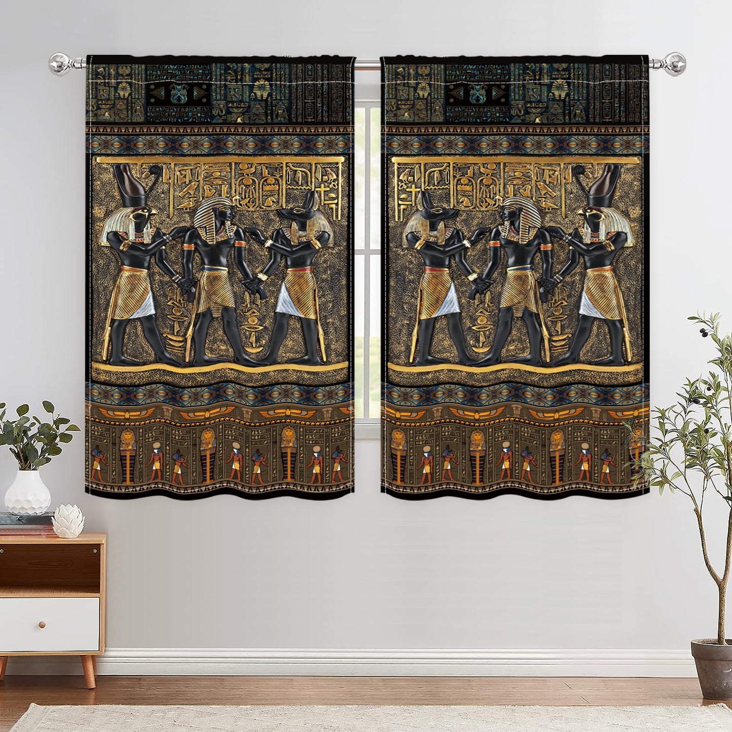 🌟 Pharaoh Veil: Egyptian Mural Curtains (2pcs) 🏺