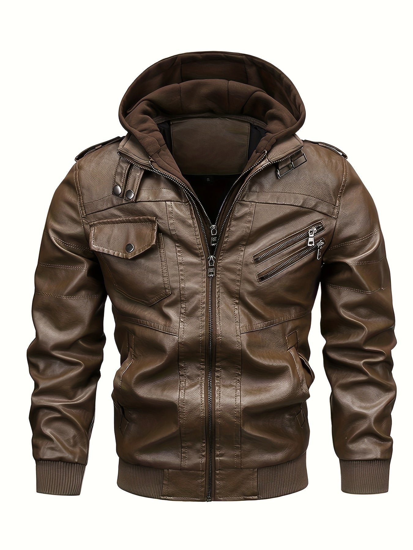 Urban Explorer Hooded PU Leather Jacket