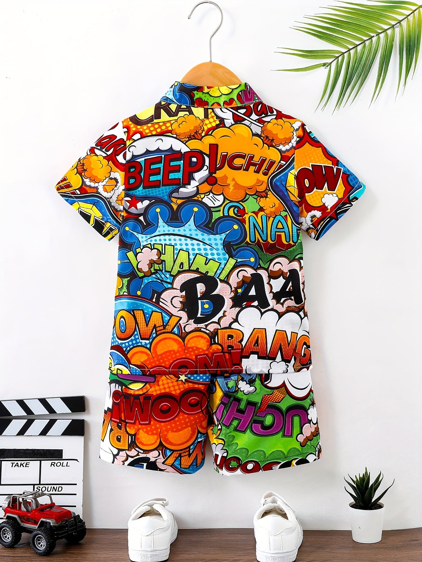 🎨 2-Piece Boys' Casual Cartoon Letter Graphic Shirt & Shorts Set – Comfy Summer Outfit 🌟