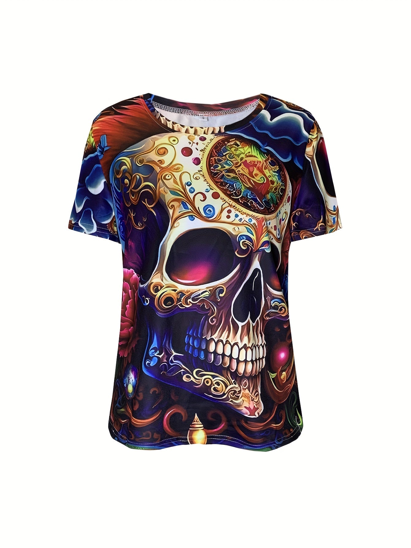 💀 Skull Cool: Crew Neck Skull Print T-Shirt 🌟