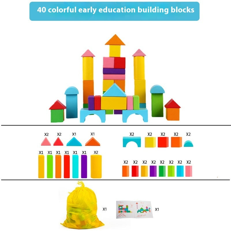 100 Colored Large Particle Building Blocks Children's Wooden Toys