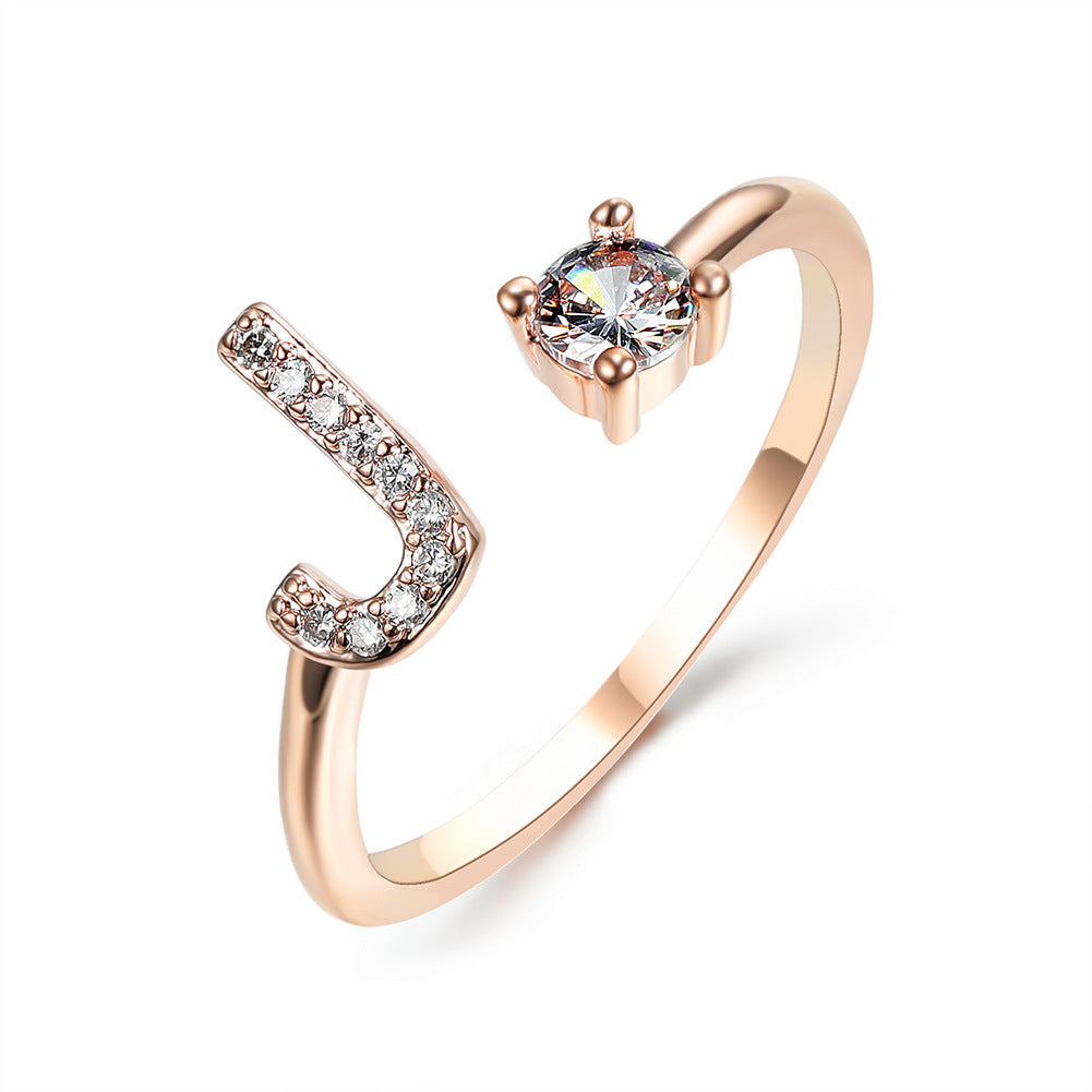 Elegance Initials Adjustable Ring: Fashion Jewelry