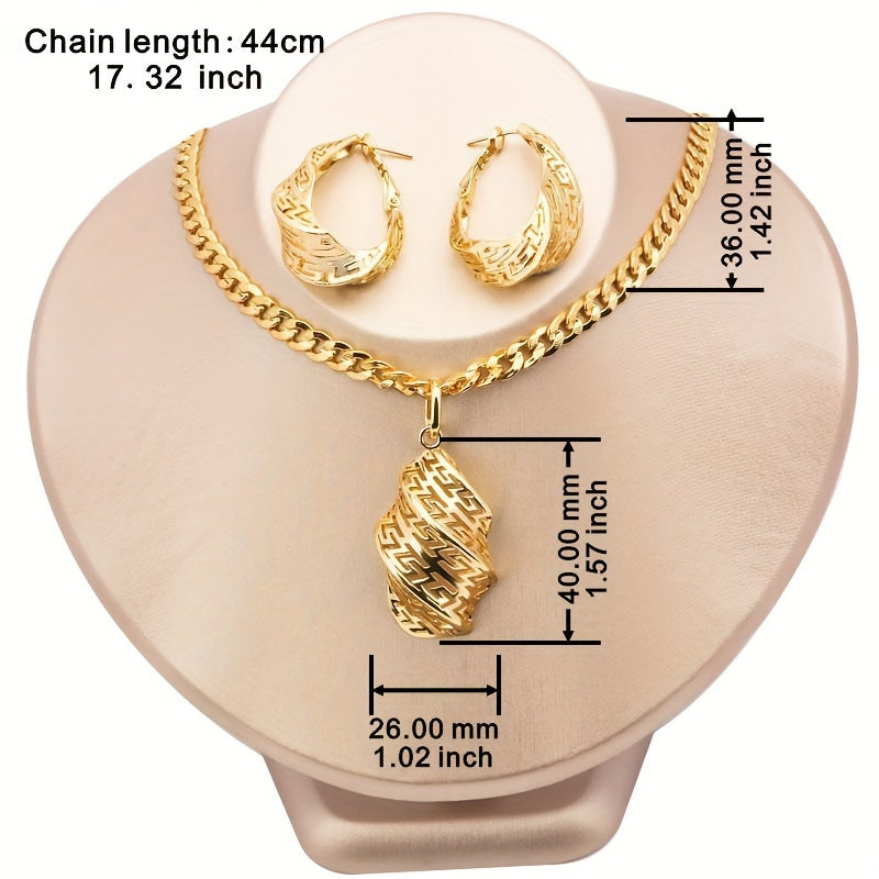 🌟 Timeless Elegance 18K Gold Plated Jewelry Set – Vintage Charm for Women ✨