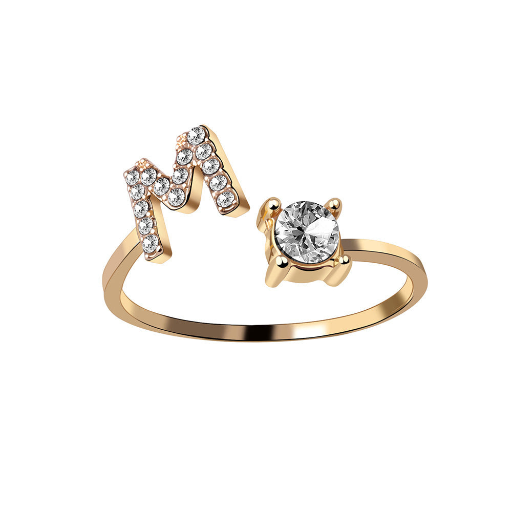 Elegance Initials Adjustable Ring: Fashion Jewelry