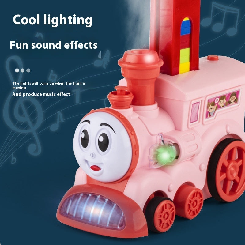 Domino Train Automatic Delivery Card With Spray Smoke Luminous Band Music