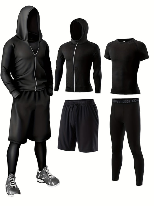 🏋️‍♂️ 4-Piece Men's Athletic Set - Breathable Quick-Dry Sportswear for Ultimate Comfort and Performance 🌟