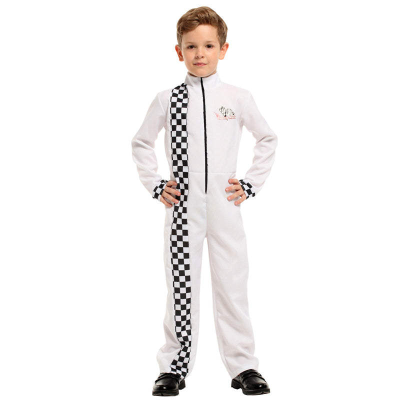 Boys Girls White Racer Performance Costume