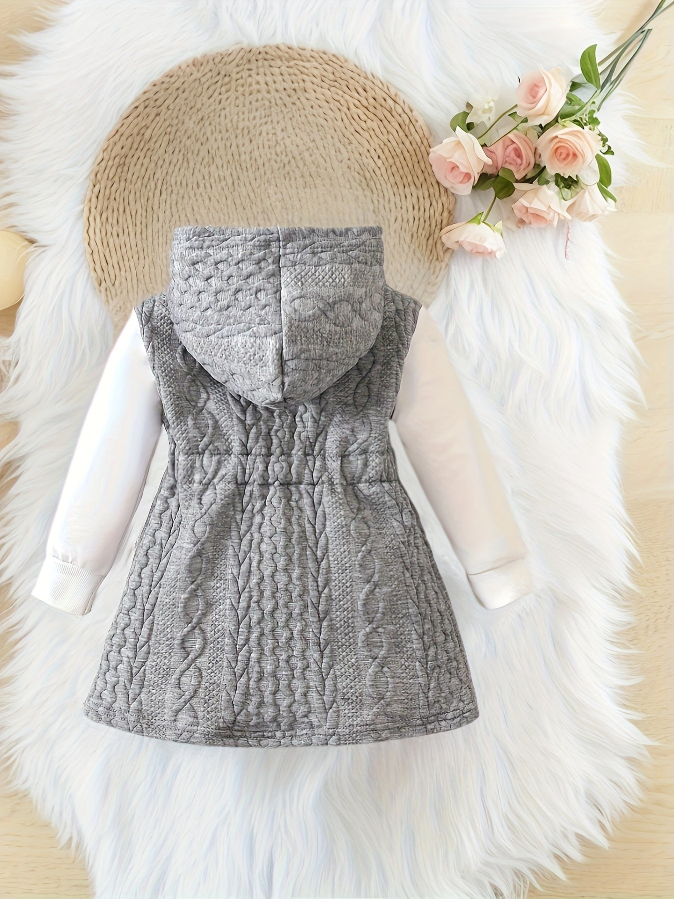 🍂 Baby's Casual Jacquard Faux Two-Piece Hooded Dress 🍂