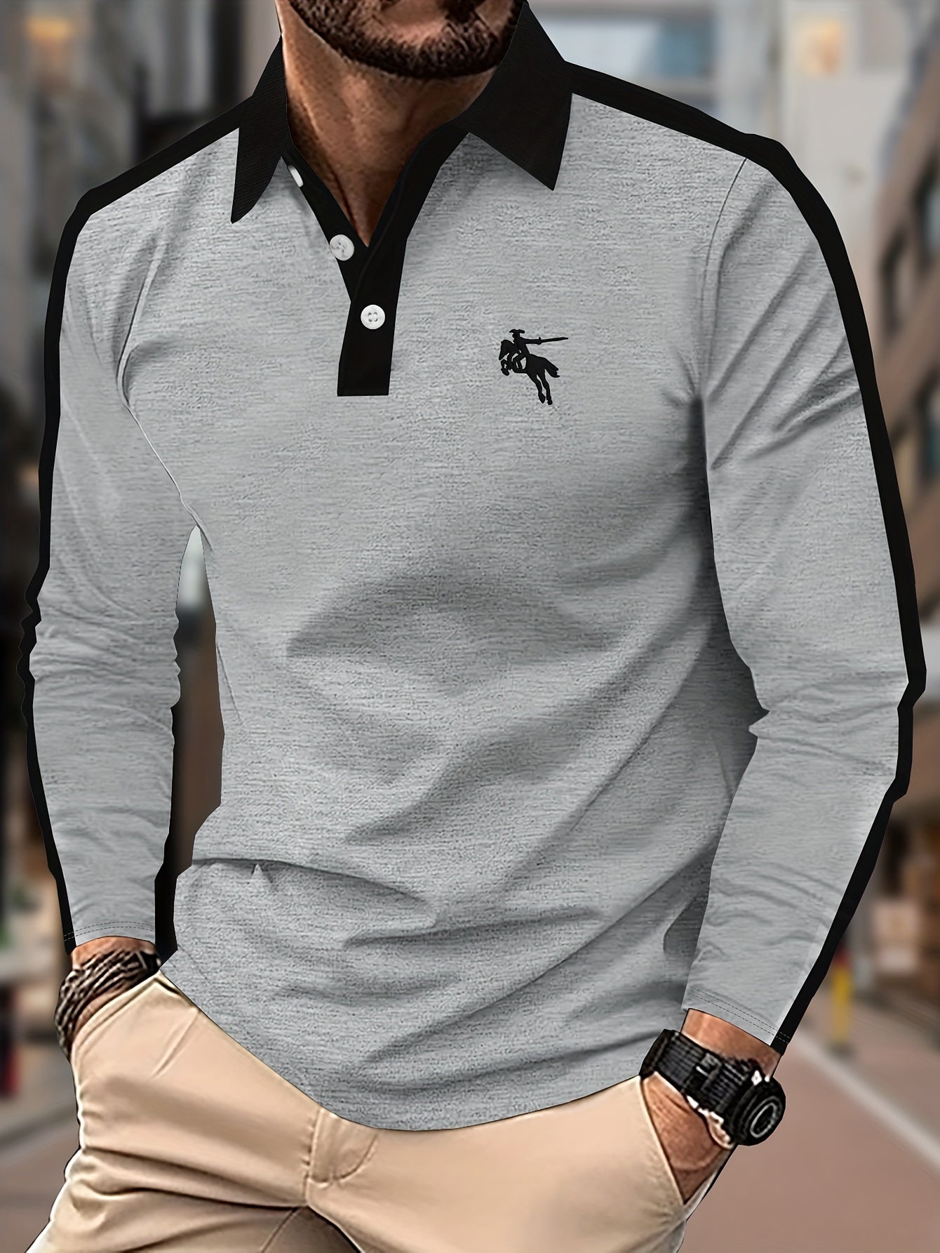 🐎 Men's Embroidered Horse Pattern Lightweight Long Sleeve Shirt 🌟