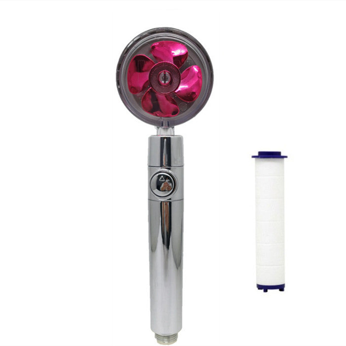 Turbo Flow Propeller Shower Head: High-Pressure Handheld Nozzle with Stop Button and Cotton Filter