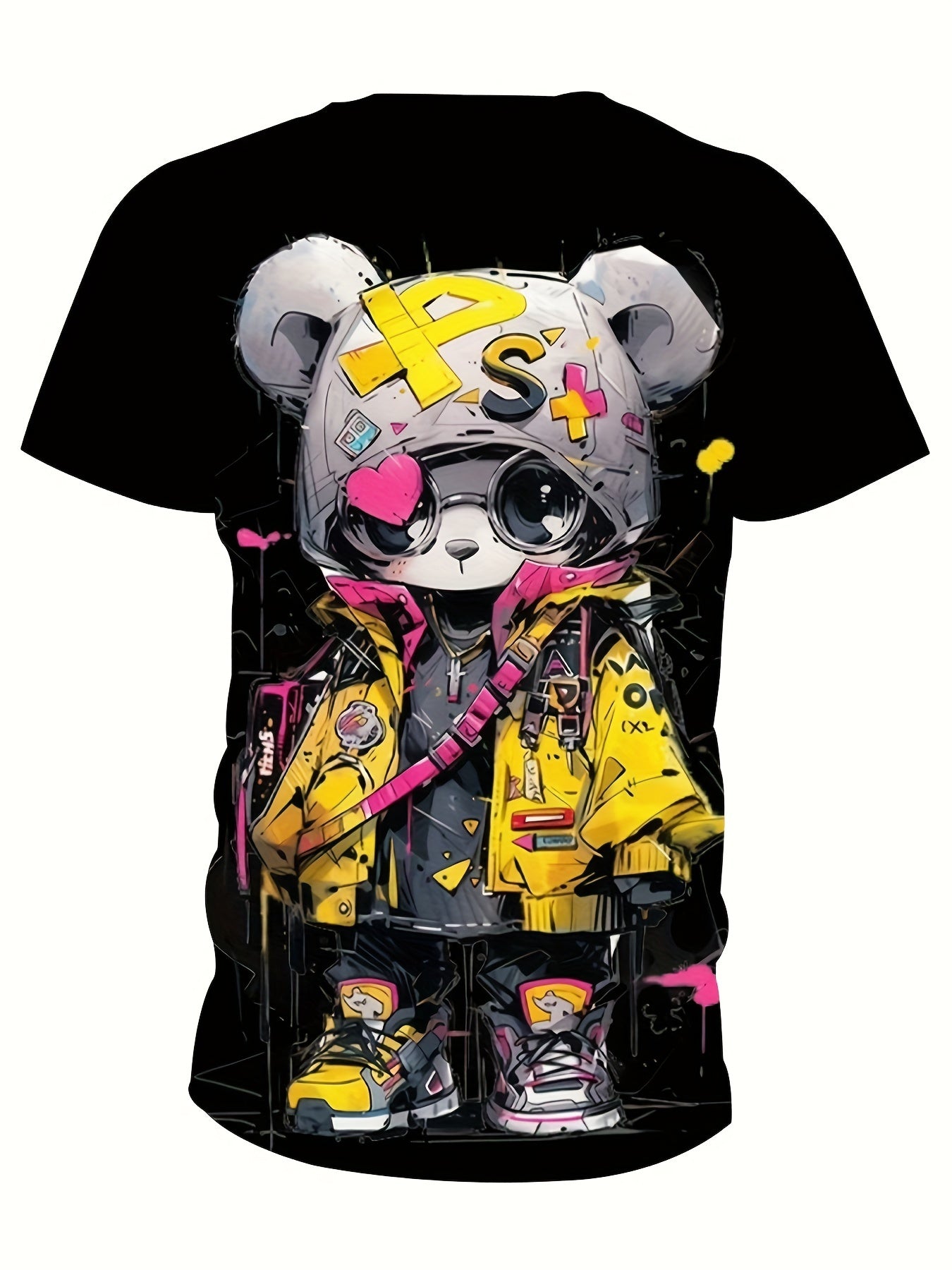 🐻 Summer Fashion Cool Bear Cartoon Print Crew Neck T-Shirt for Men