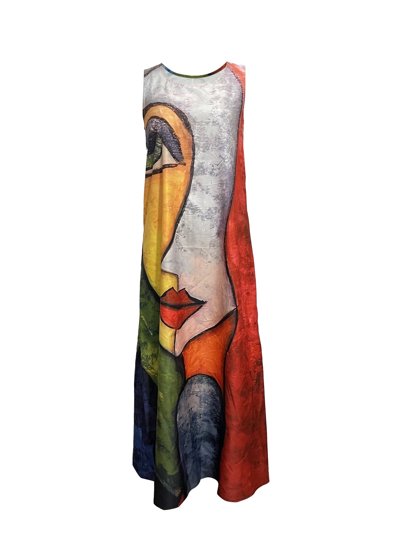 Abstract Print Crew Neck Tank Dress