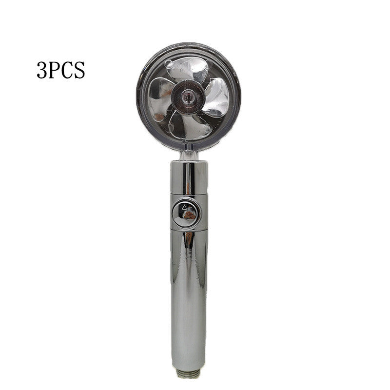 Turbo Flow Propeller Shower Head: High-Pressure Handheld Nozzle with Stop Button and Cotton Filter