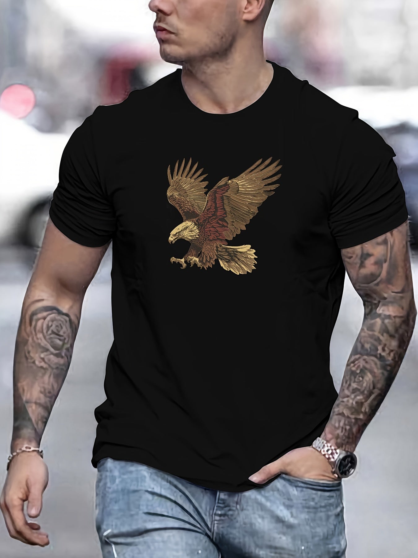 Men's Summer Bird Emblem Crew Neck T-Shirt 🕊️👕