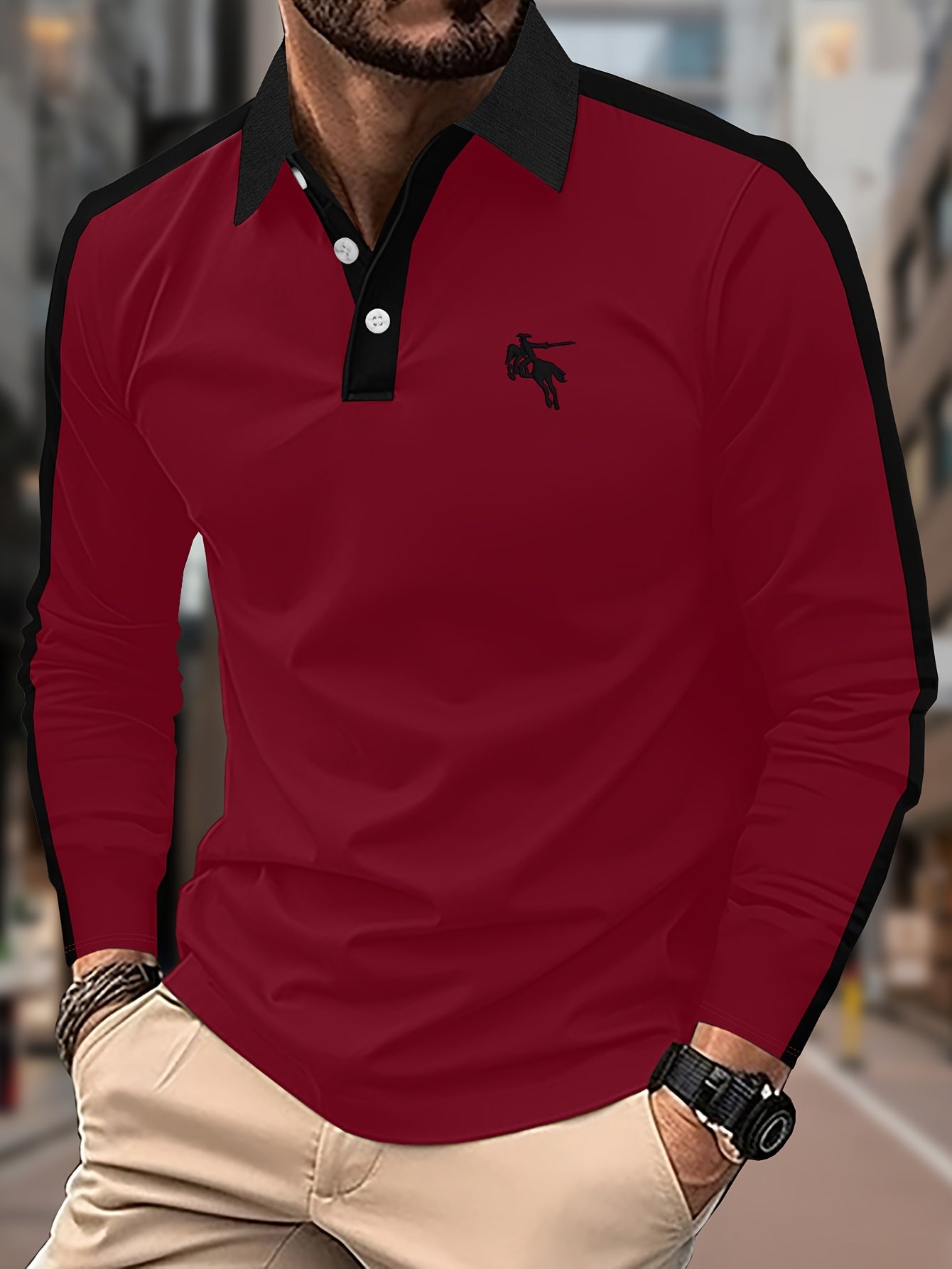 🐎 Men's Embroidered Horse Pattern Lightweight Long Sleeve Shirt 🌟