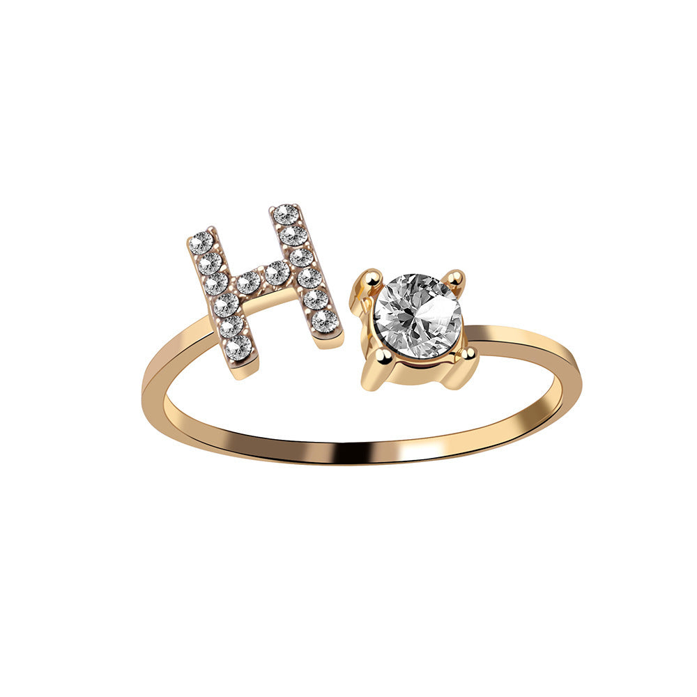 Elegance Initials Adjustable Ring: Fashion Jewelry