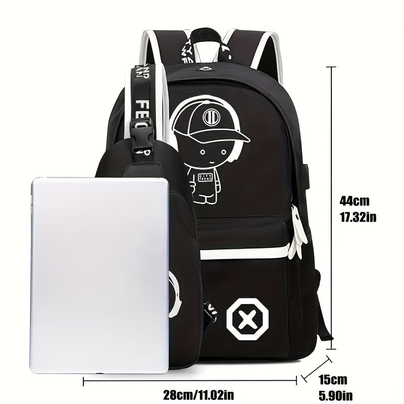 🎒 Luminous Student Backpack Set for Boys