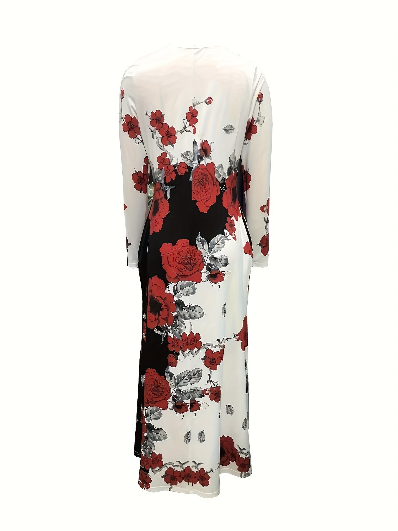 Floral Print Long Sleeve A-Line Dress