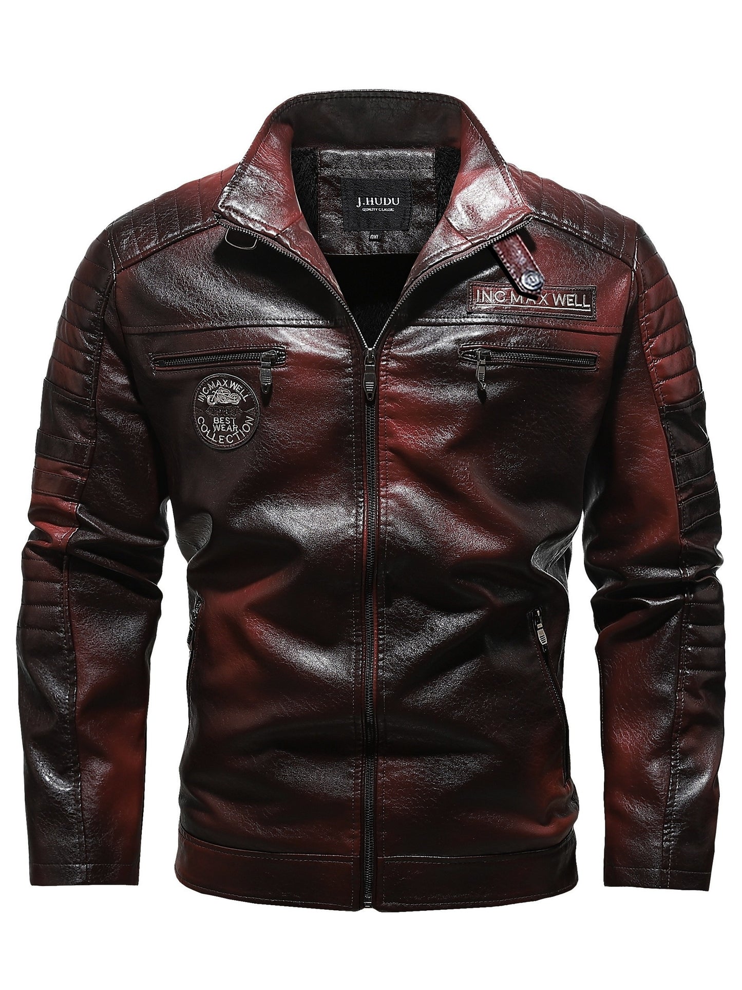 Creative Badge Plus Size Faux Leather Jacket for Men 🧥✨