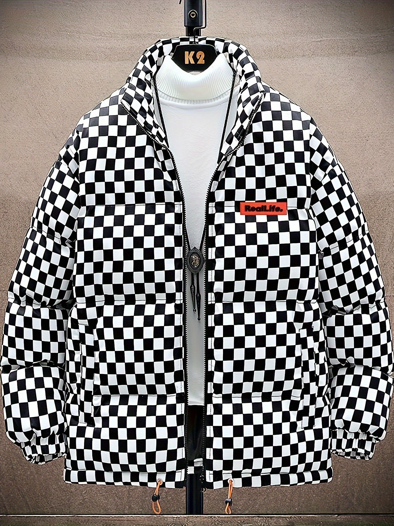 🧥 "Urban Explorer" Checkered Puffer Coat 🌆