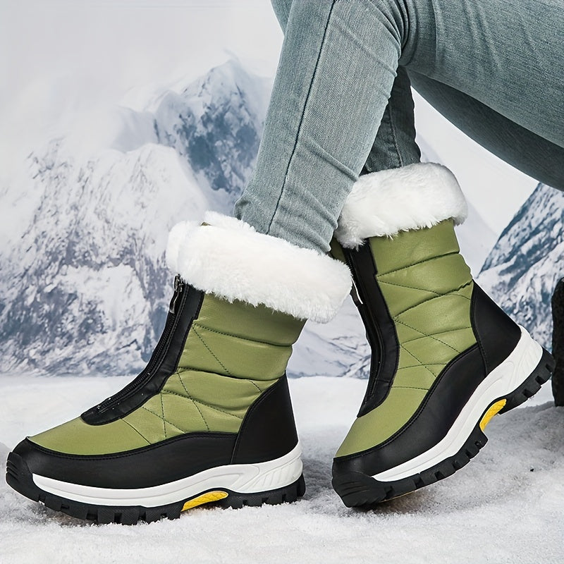 Women's Front Zipper Plush-Lined Thermal Snow Boots ❄️