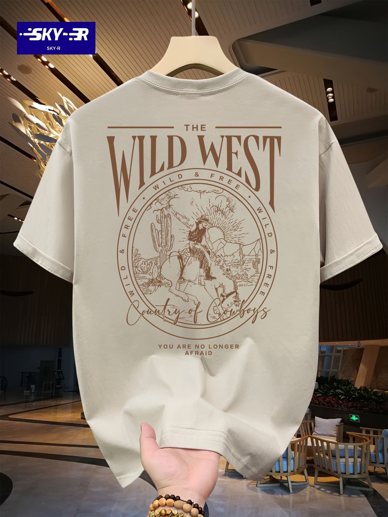 🤠 Men's Loose 100% Cotton Cowboy Graphic Print T-shirt