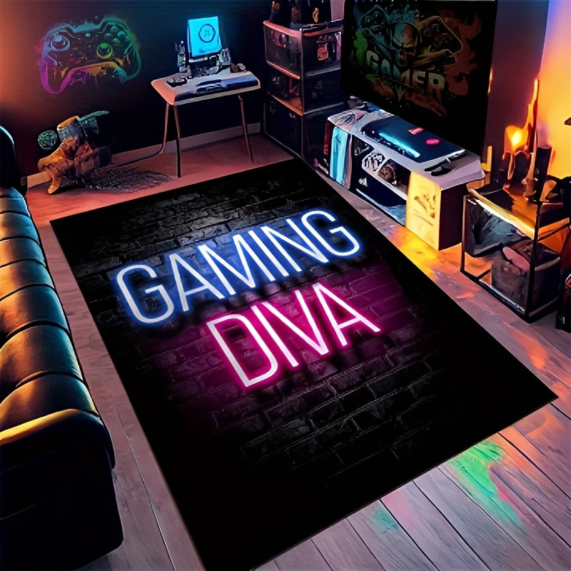 🎮 Cyber Console: Neon Gamepad Area Rug 🌟