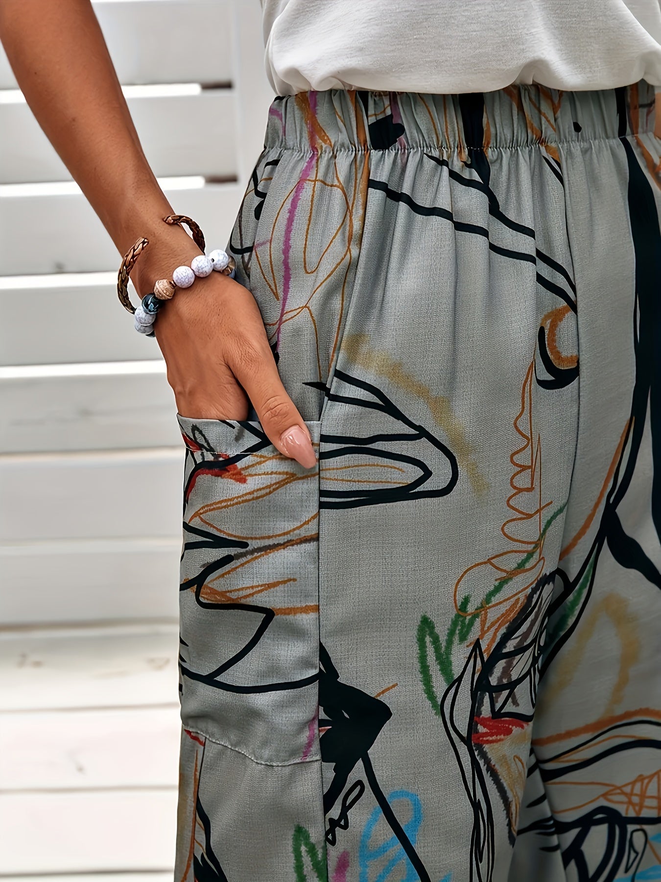 Abstract Print Baggy Pants