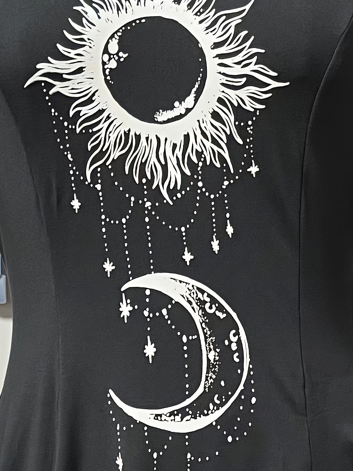 🌞🌙 Sun & Moon Print Hooded Dress 🌙🌞