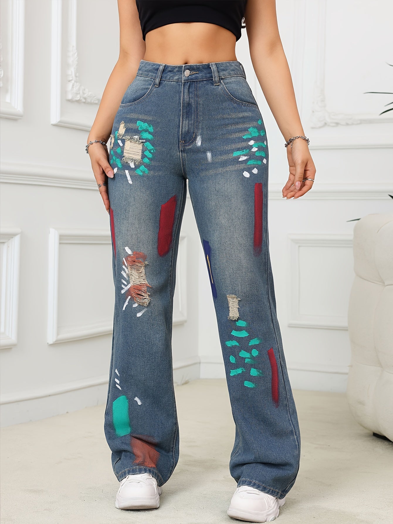 Graffiti Glam High-Waist Jeans 🎨👖